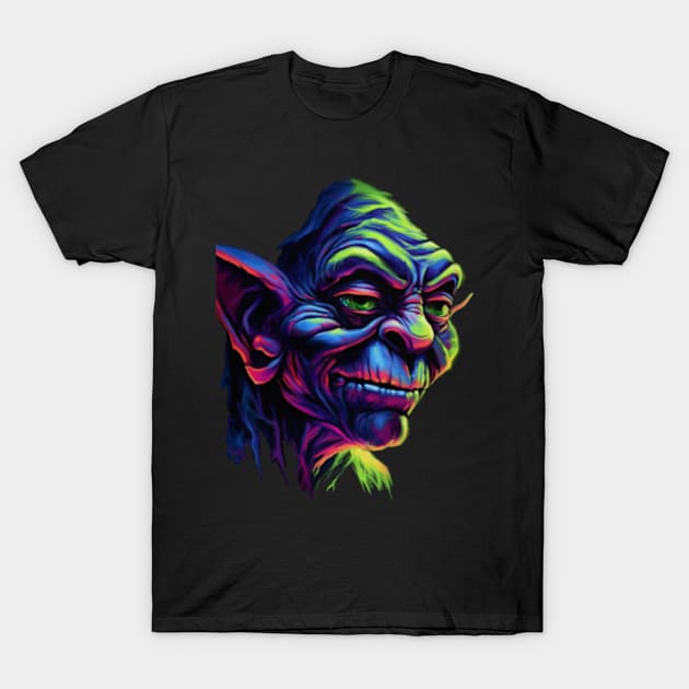 Retro Neon Goblin T-Shirt | Vintage 80s Fantasy Graphic Design | Glowing Goblin T-Shirt by WyldbyDesign